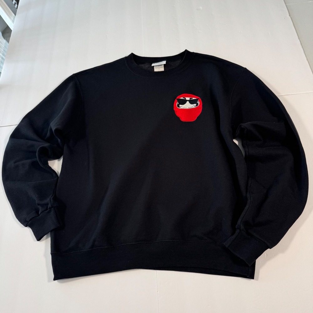 Champion Eco Authentic Mens Black Sweatshirt Red Sunglasses Patch S600 Medium